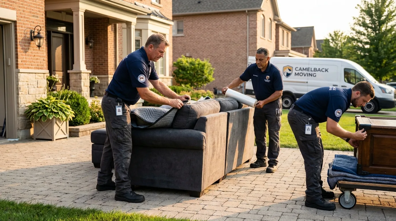 Large estate moving crew wrapping furniture in Syracuse, KS