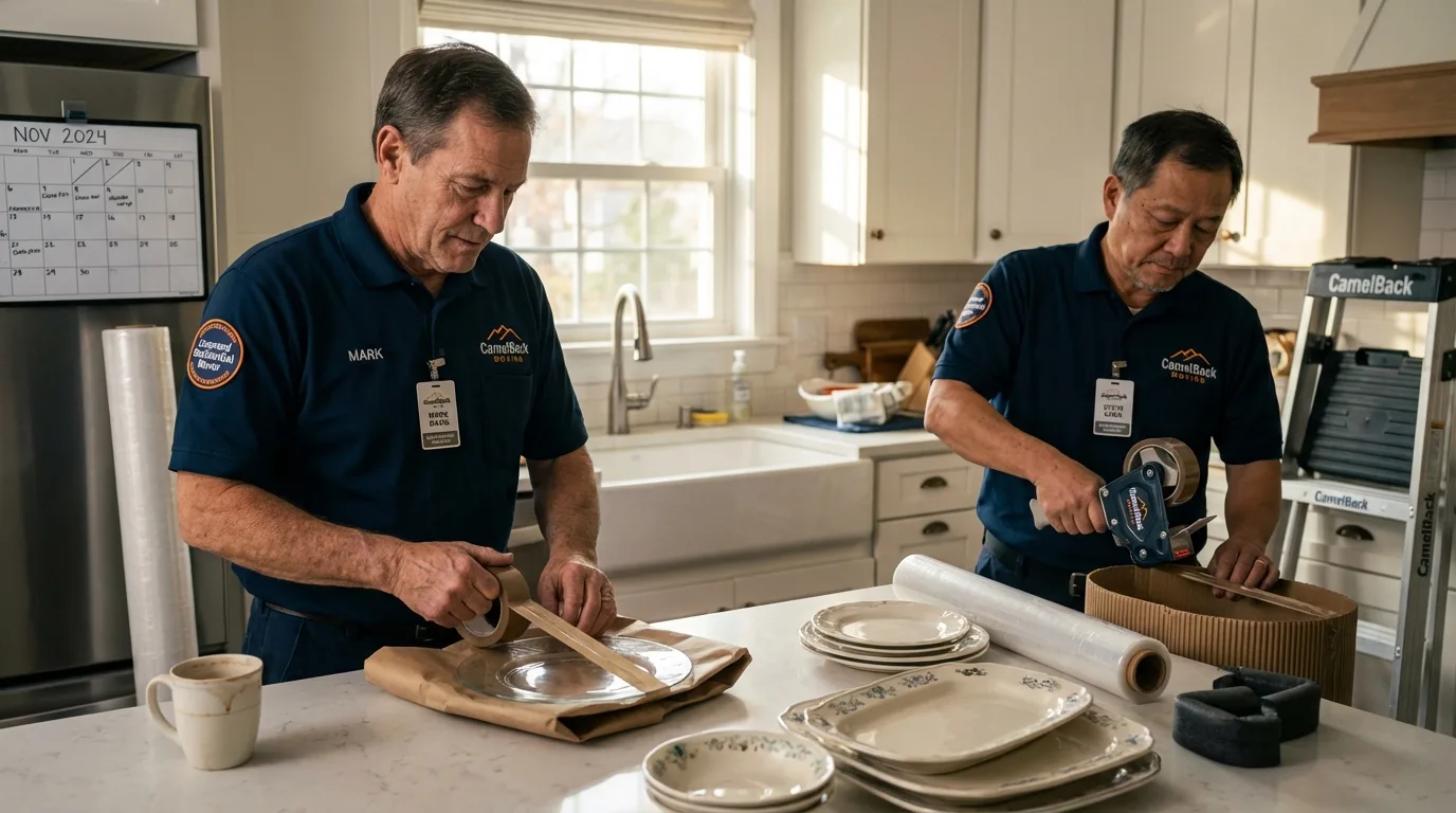 Professional crew packing kitchen dishware in Syracuse, KS